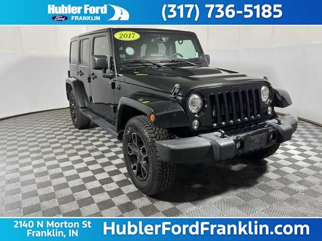 2018 Jeep Wrangler JK Unlimited Altitude in Black Clearcoat — front three-quarter view
