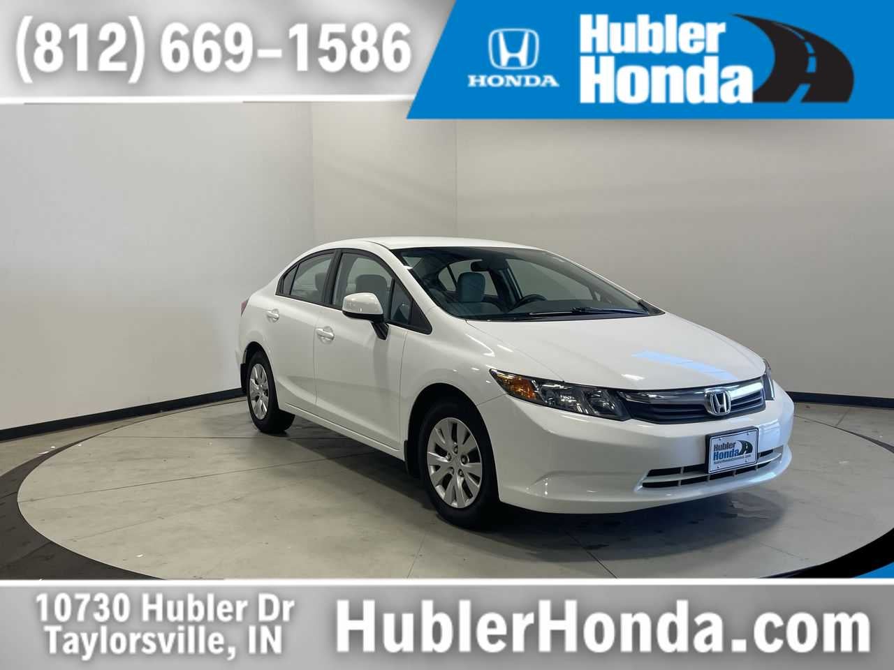 2012 Honda Civic LX in Taffeta White — front three-quarter view