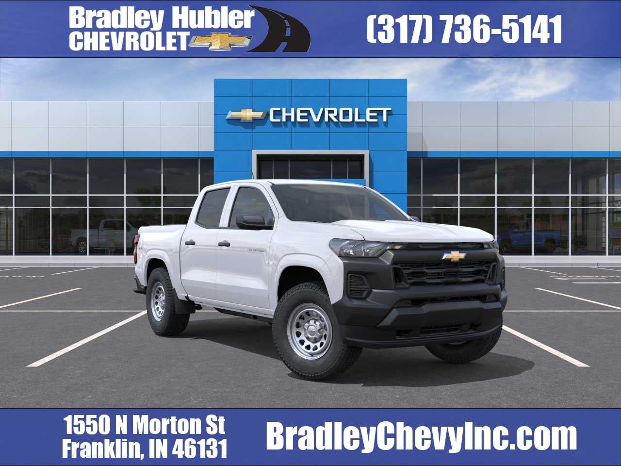 2026 Chevrolet Colorado WT in Summit White — front three-quarter view