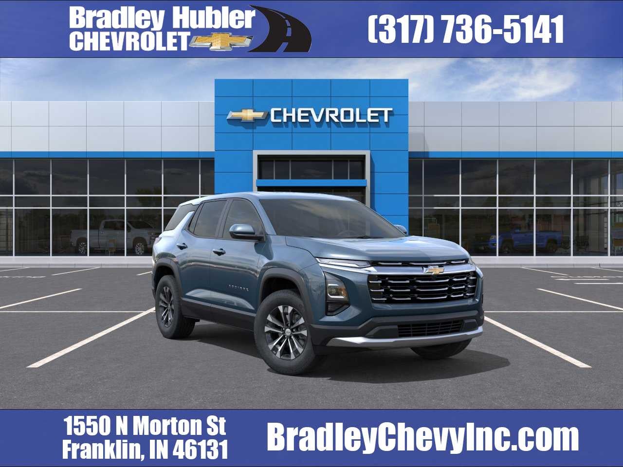2027 Chevrolet Equinox AWD LT in Lakeshore Blue Metallic — front three-quarter view
