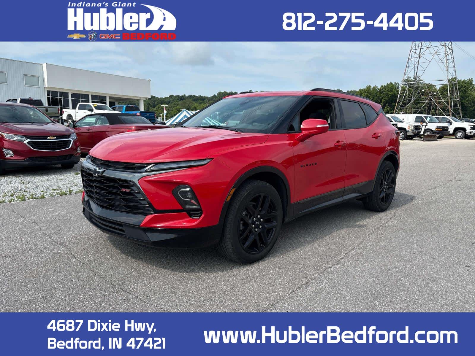 2023 Chevrolet Blazer RS in Red Hot — front three-quarter view
