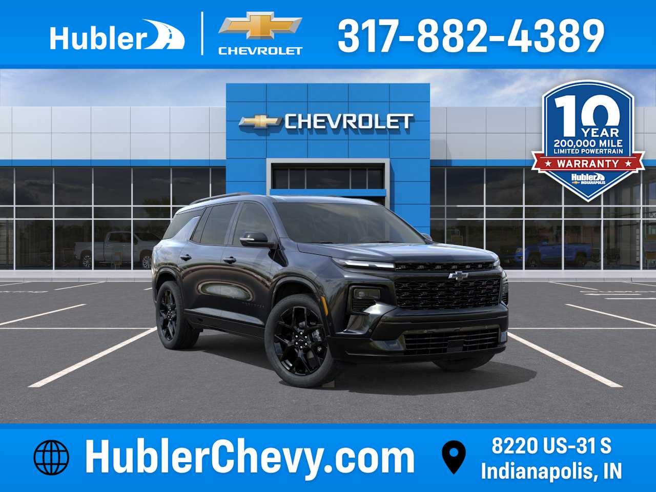 2026 Chevrolet Traverse RS in Mosaic Black Metallic — front three-quarter view