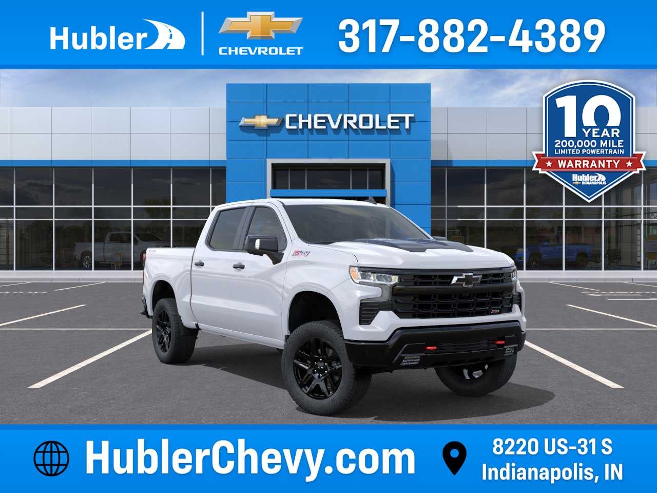 2026 Chevrolet Silverado 1500 LT Trail Boss in Summit White — front three-quarter view