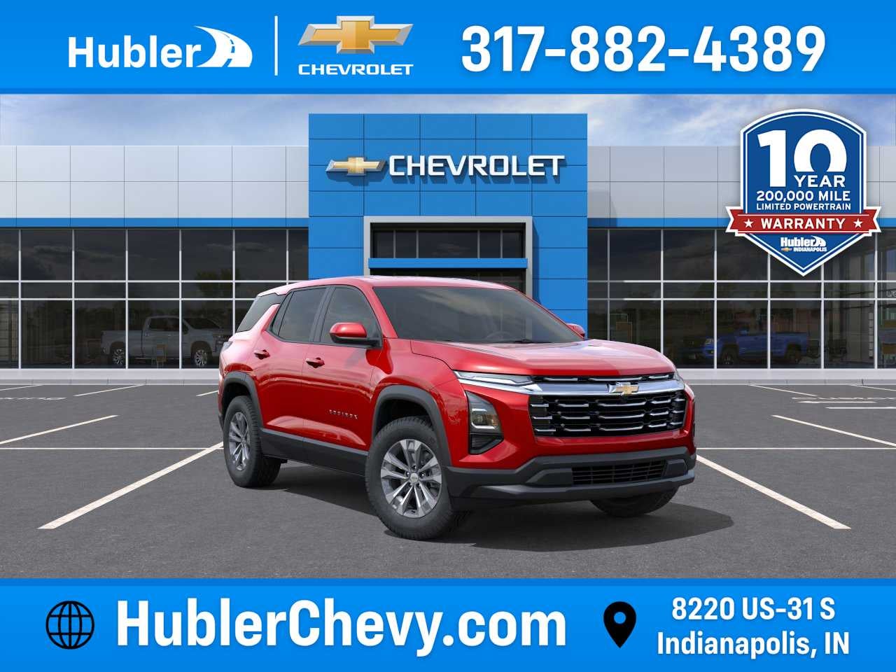 2026 Chevrolet Equinox LT in Radiant Red Tintcoat — front three-quarter view
