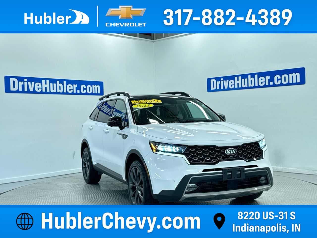 2021 Kia Sorento SX Prestige X-Line in Ice Cap — front three-quarter view