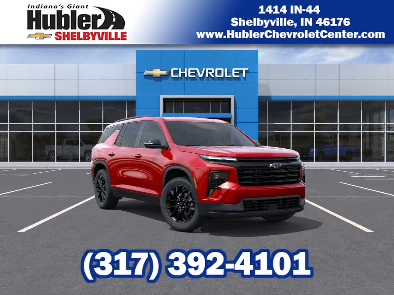 2026 Chevrolet Traverse LT in Radiant Red Tintcoat — front three-quarter view