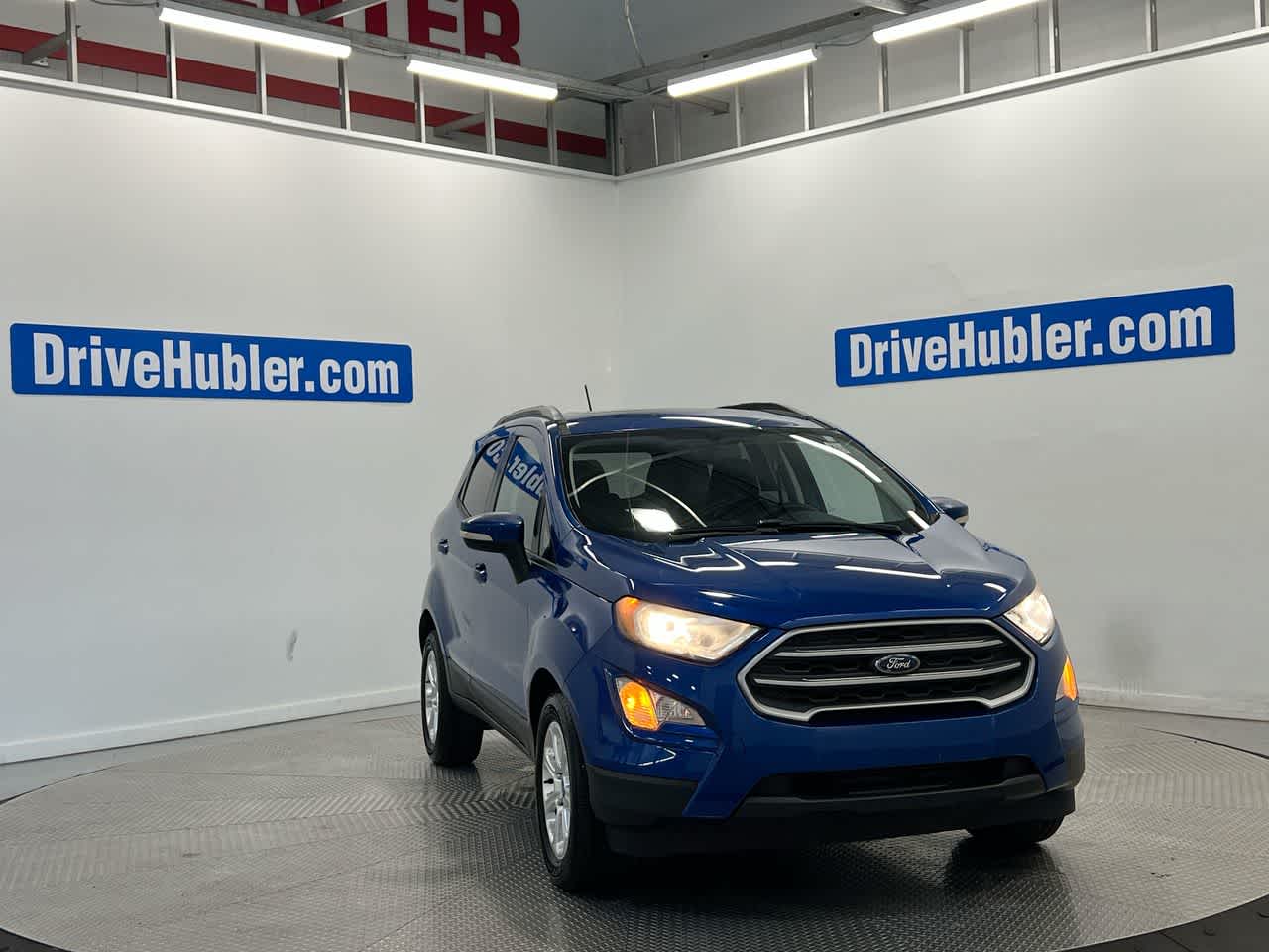 2018 Ford EcoSport SE in Lightning Blue Metallic — front three-quarter view