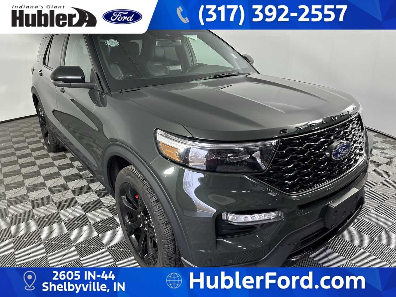 2022 Ford Explorer ST in Forged Green Metallic — front three-quarter view
