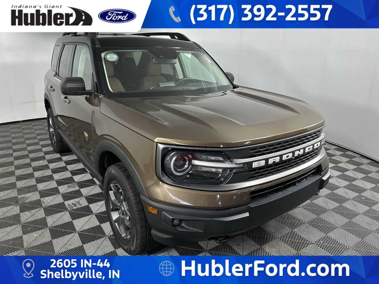 2022 Ford Bronco Sport Badlands in Bronze Smoke Metallic — front three-quarter view